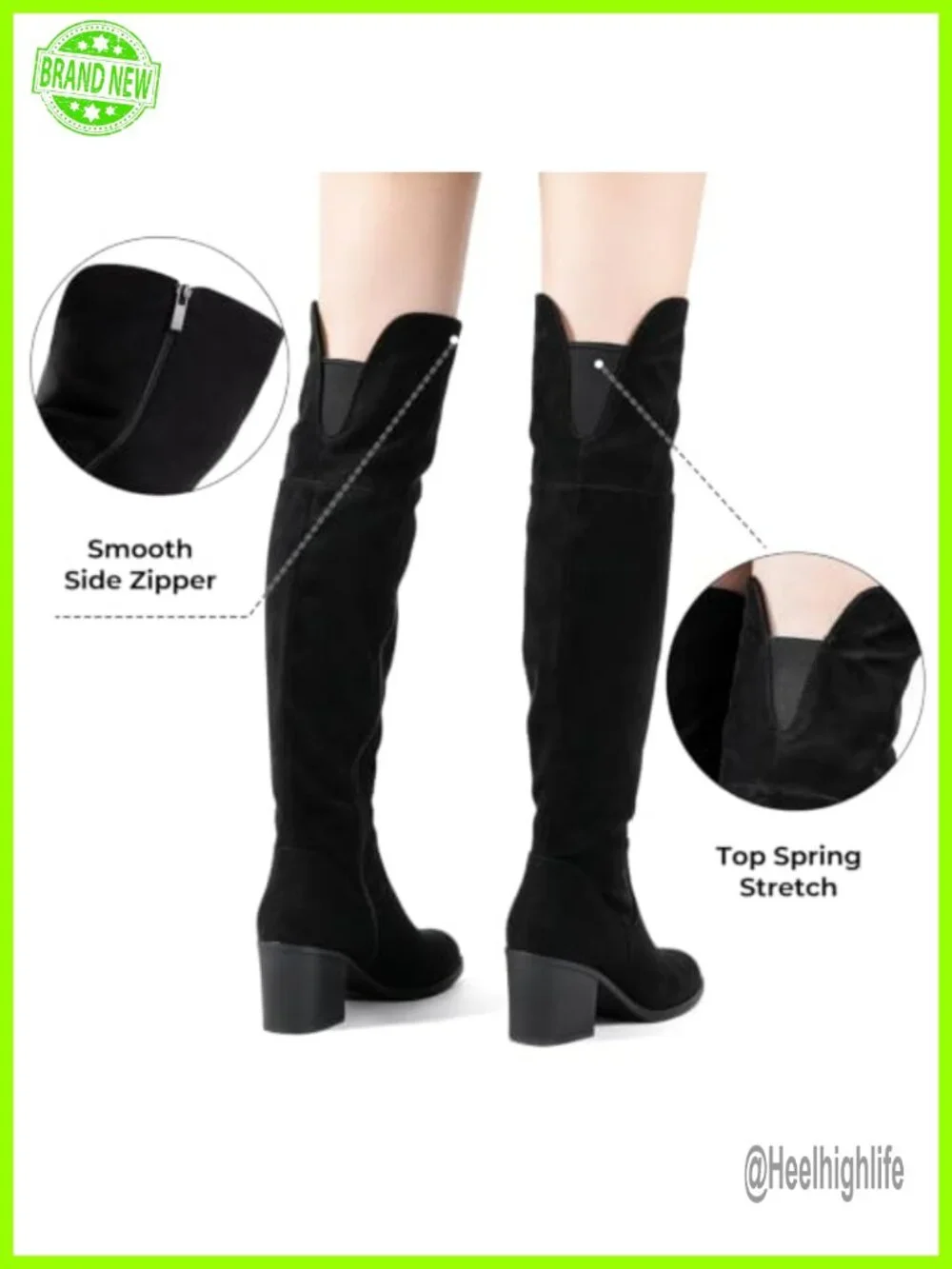 Women's Thigh High Boots Stacked Block Heel Over the Knee